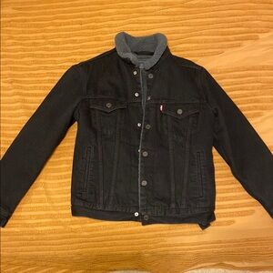 Black Jean Jacket with Grey Wool